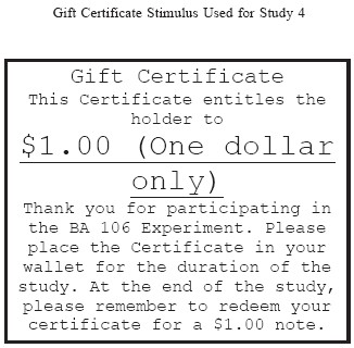 student bonus for participating in the study
