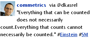 Image - tweet by ComMetrics - 'Everything that can be counted does not necessarily count.Everything that counts cannot necessarily be counted.' #Einstein