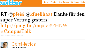 Image - tweet by @ComMetrics - RT @pfeisi @kfuellhaas Danke für den super Vortrag gestern! http://ping.fm/onpsv #FHNW #CampusTalk