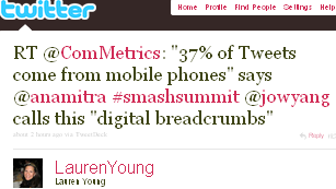 Image - tweet by @LaurenYoung RT @ComMetrics '37% of Tweets come from mobile phones