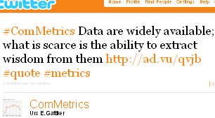 Image - tweet by @Commetrics - #ComMetrics Data are widely available; what is scarce is the ability to extract wisdom from them http://ad.vu/qvjb #quote #metrics