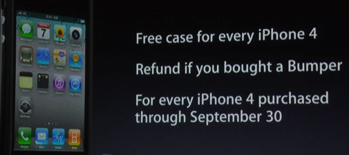 Image - What Steve Jobs and team said during the press conference- get free bumper to fix the reception problem