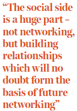 Image - Quote - text from Seema Arora - 'The schedule is not for the faint-hearted' 2010-10-25 Financial Times Budiness Education - Executive MBA ranking 2010, page 54 'The social side is a huge part - not networking, but building relationships which will no doubt form the basis of future networking.'