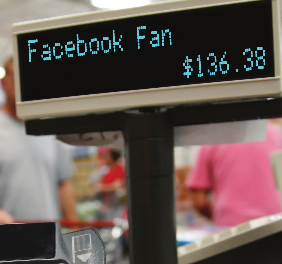 Image ANKLICKEN - Benchmarken - October 2010, p. 4: 'we asked consumers if they were more likely to purchase from a brand after becoming a FAN on Facebook, and only 17 percent of US consumers reported that they are more likely to buy as a result of LIKING a brand. So do these findings support or debunk the myth that a FAN is worth US$136.38?'