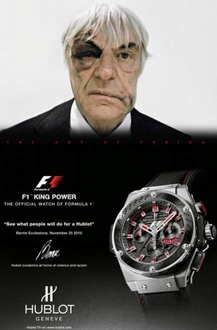 Image - Would you want to wear a luxury good that poses a risk to your health and well-being? Formula One Group CEO Bernie Ecclestone still seems to like his Hublot watch