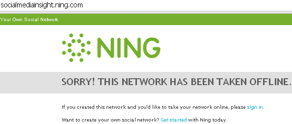 Image - Ning - social media networking site gone offline - all content lost because nobody archived it before it closed down.