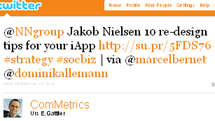 Image - @ComMetrics tweet - 2011-03-29 - @NNgroup Jakob Nielsen 10 re-design tips for your iApp http://su.pr/5FDS76 #strategy #socbiz | via @marcelbernet @dominikallemann