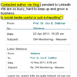 Image - direct contact message on Xing - Engagement via social media takes time - who has any?