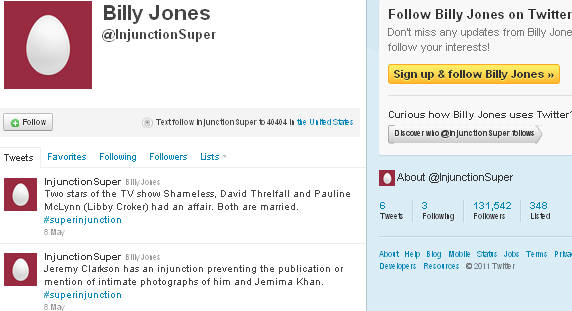 Image - tweet by @InjunctionSuper Billy Jones - Footballer Ryan Giggs had an extramarital affair with Big Brother star Imogen Thomas which lasted for 7 months. #superinjunction