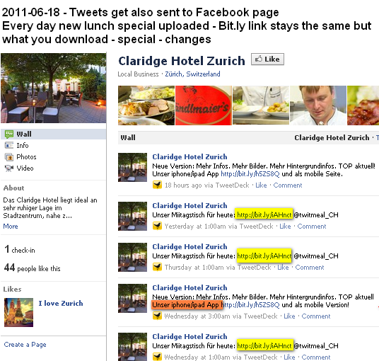 Image - Claridge Hotel - Facebook page lists tweets.