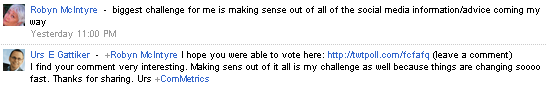 ComMetrics - CyTRAP Labs - poll about 2012 trends in social media - Keeping up with all the advice and changes is most challenging.