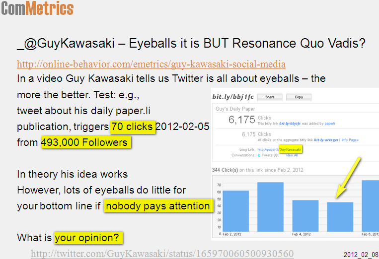 click on image - Twitter resonance versus eyeballs - the winner is not Guy Kawasaki but...