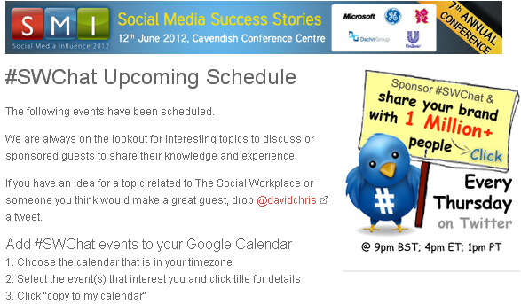 Click on image - Social Media Influence 2012 Conference - Twitter Chat