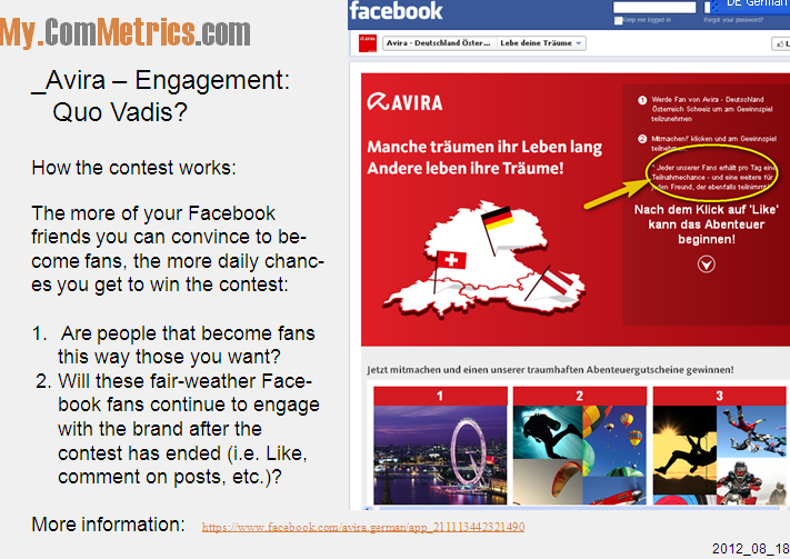 Click on image - Avira launches Facebook contest - After updates you get invited to join, but will you become a loyal and paying fan?