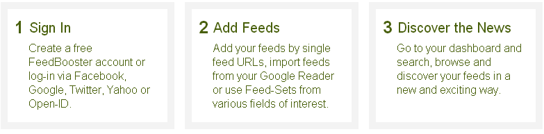 CLICK - FeedBooster - Import your previous feeds as an OPML file or start fresh.