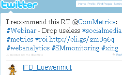 Image - graphic - tweet - @IFB_Loewenmut - Urs E. Gattiker @ComMetrics bietet wöchentliche Kurz-Webinare zu #SocialMedia Themen an http://ow.ly/1t0FE Lohnt sich!