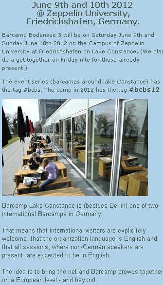 Foto - June 9 & 10 - 2012 - Barcamp Friederichshafen - Bodensee - hashtag #bcbs12