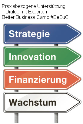 GRAFIK Anklicken - Praxisbezogene Gespräche und Rat von Experten am #BeBuC: Ohne eine Strategie was verkaufen zu wollen ist Schwachsinn.